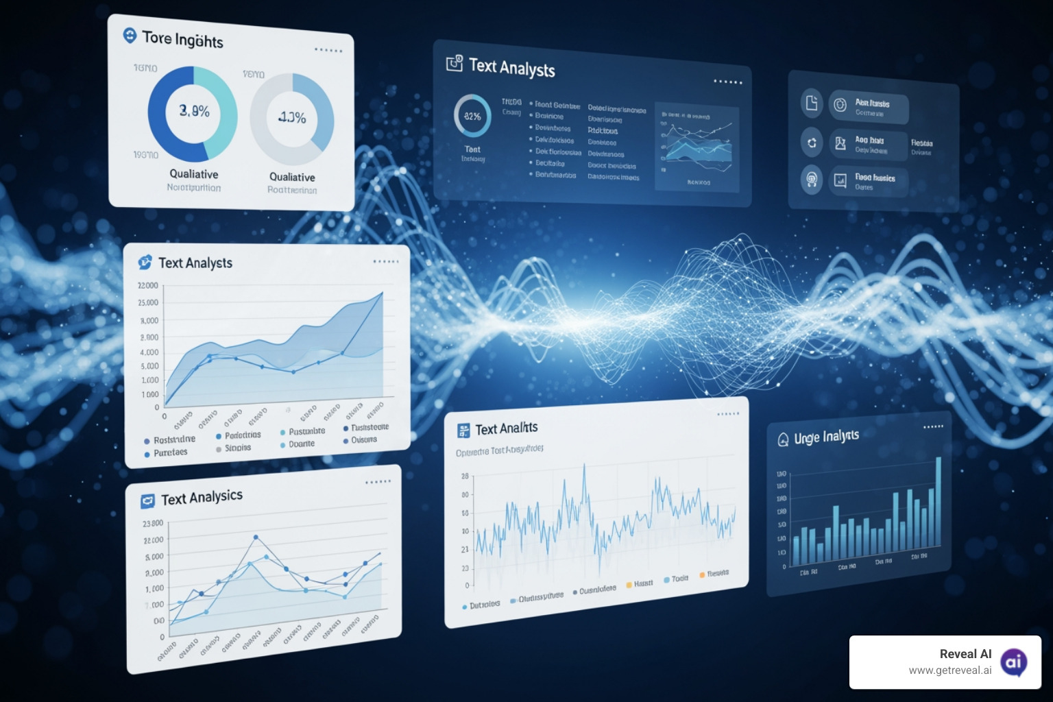 Researcher analyzing massive datasets with the help of AI visualization tools - automated qualitative analysis