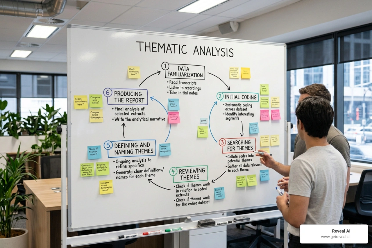The six-phase thematic analysis workflow