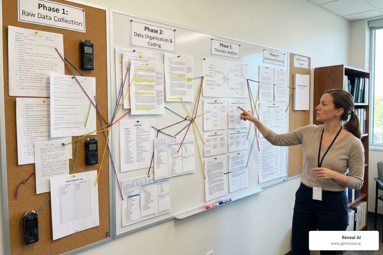 Qualitative research audit trail showing traceability from raw data to final report