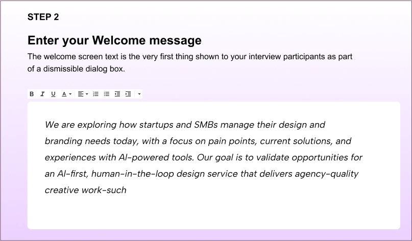 AI-moderated interview interface displaying real-time conversational probing AI-moderated interview interface displaying real-time conversational probing