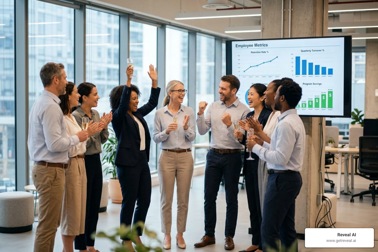 Infographic demonstrating business impact metrics and retention savings