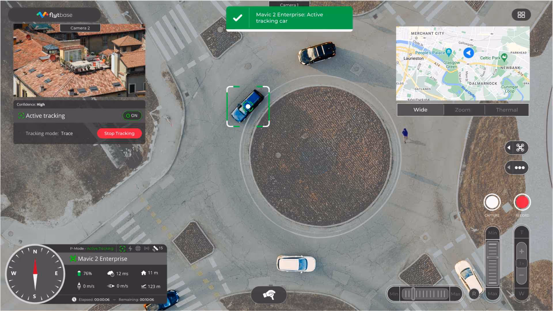 A drone detecting cars and other objects with the help of AI