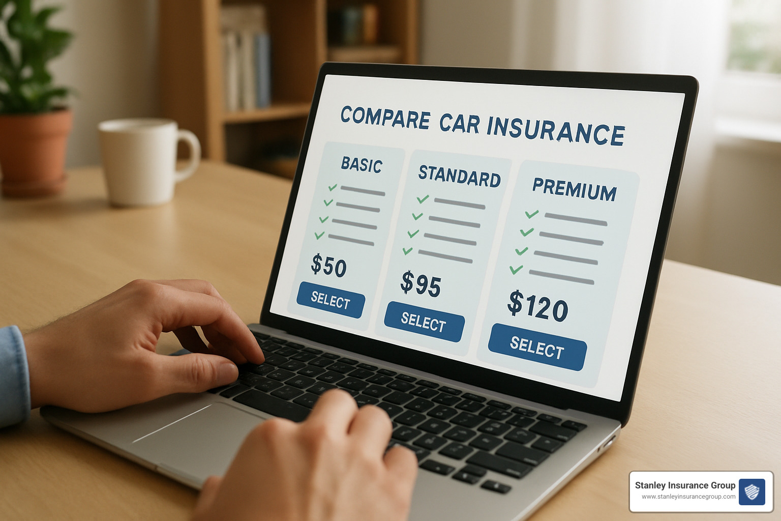 person comparing insurance quotes on laptop - average cost for high risk car insurance
