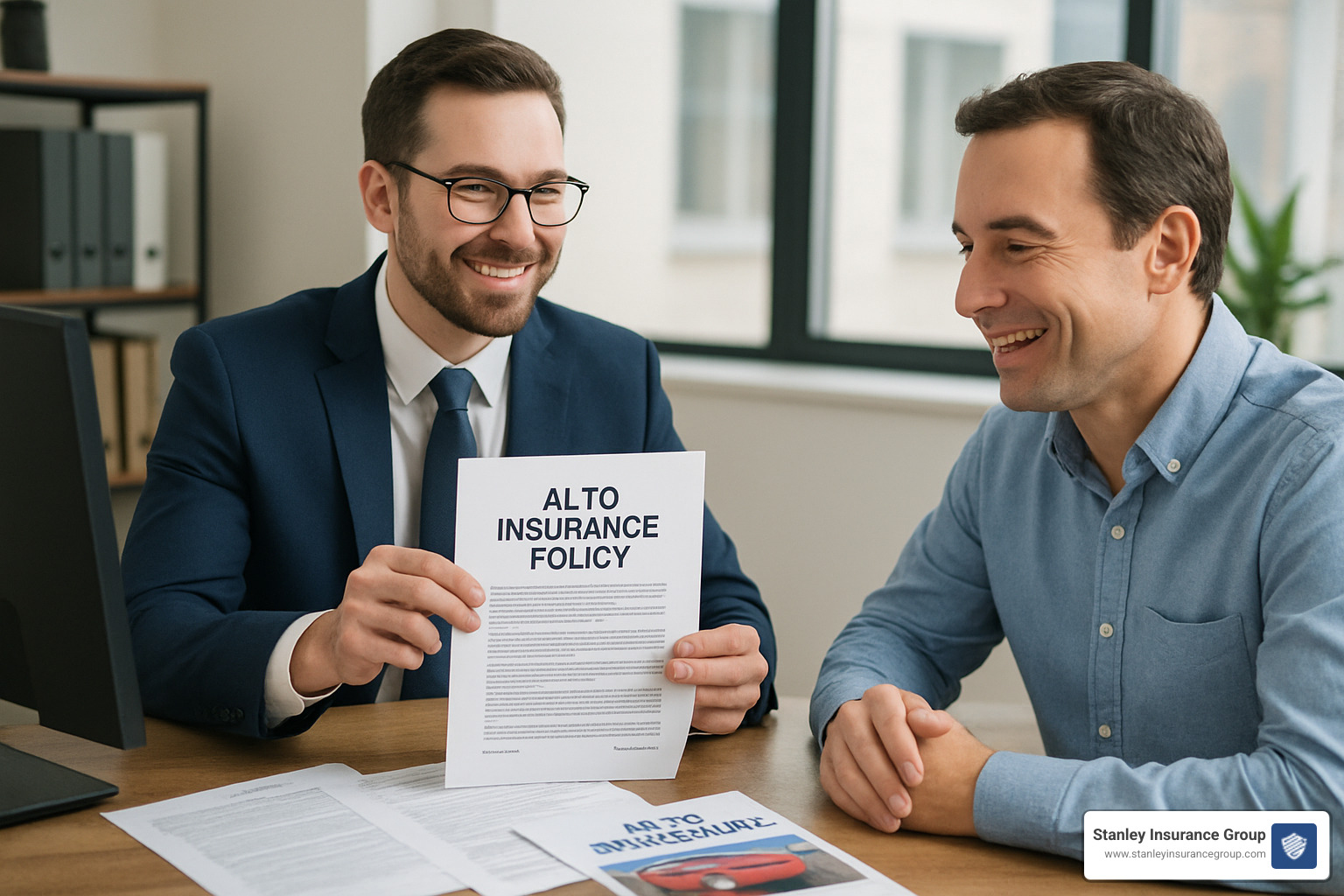 Insurance agent explaining policy details to client - best auto insurance