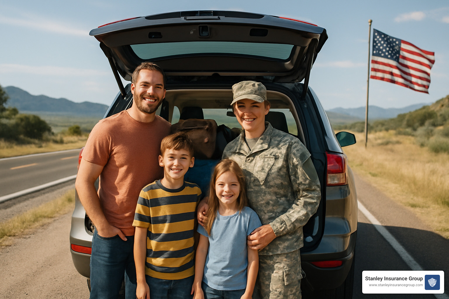 Military family on road trip - best auto insurance