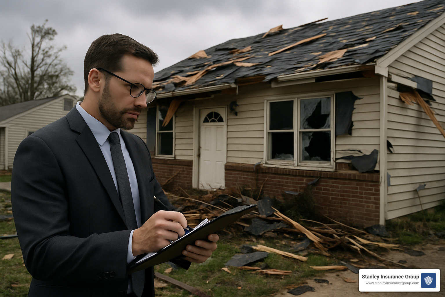 storm damaged home with insurance adjuster - help with insurance premiums