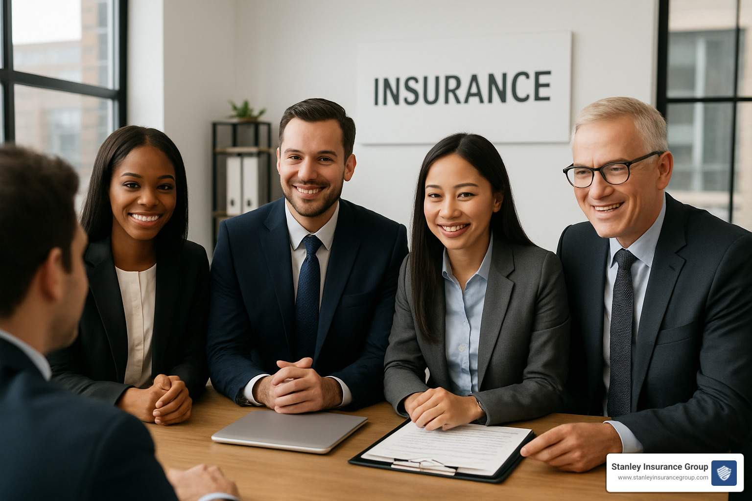Insurance agency team providing personalized service - business liability insurance broker