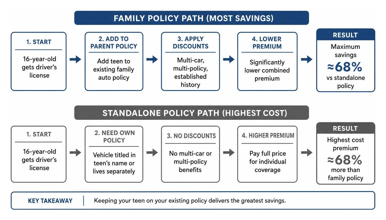 diagram showing family policy vs standalone policy savings pathway diagram showing family policy vs standalone policy savings pathway