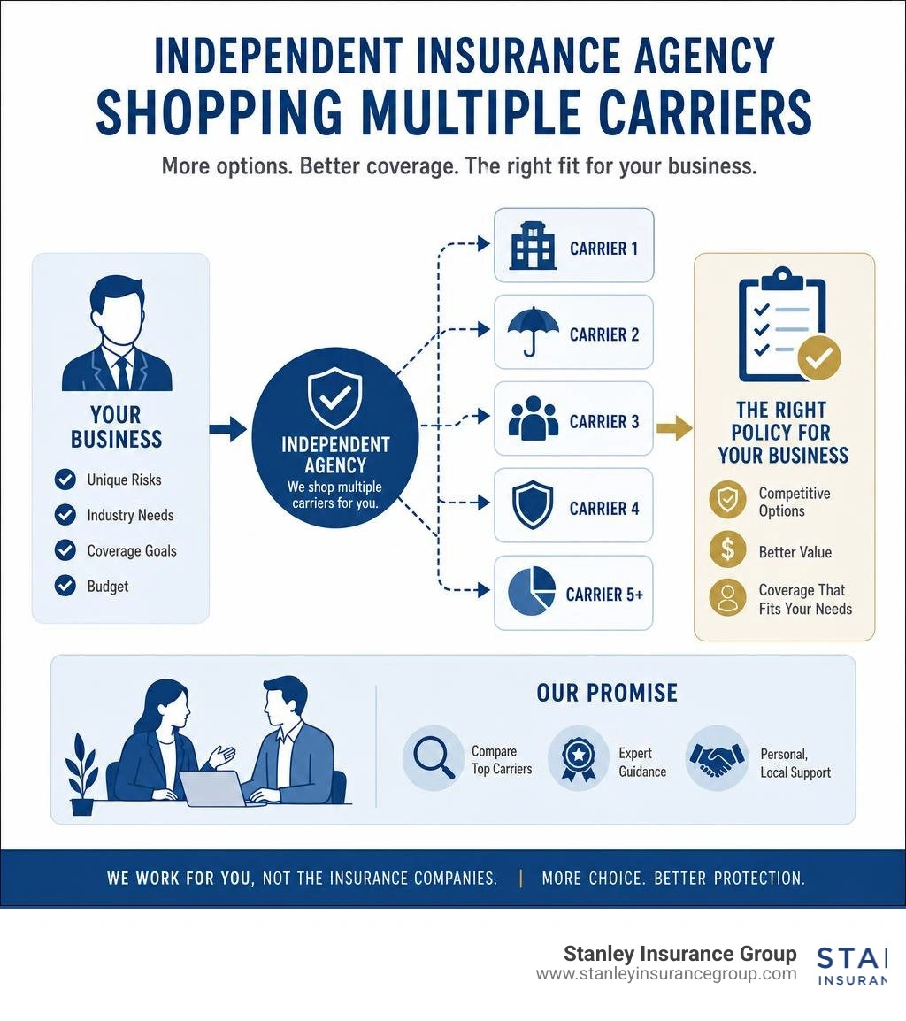 Independent insurance agency shopping multiple carriers infographic infographic Independent insurance agency shopping multiple carriers infographic infographic