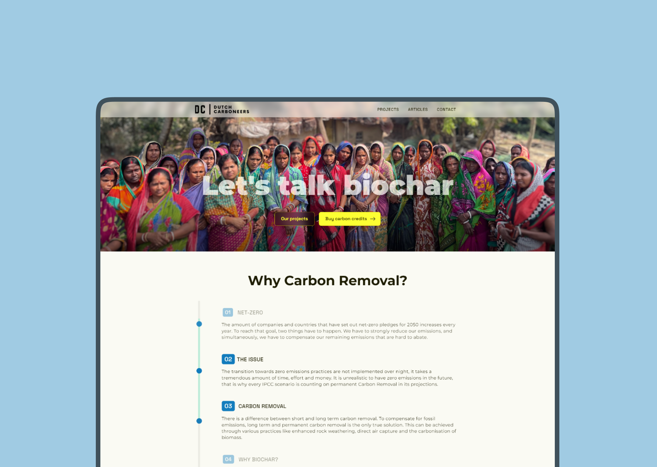 Dutch Carboneers - Home page hero section