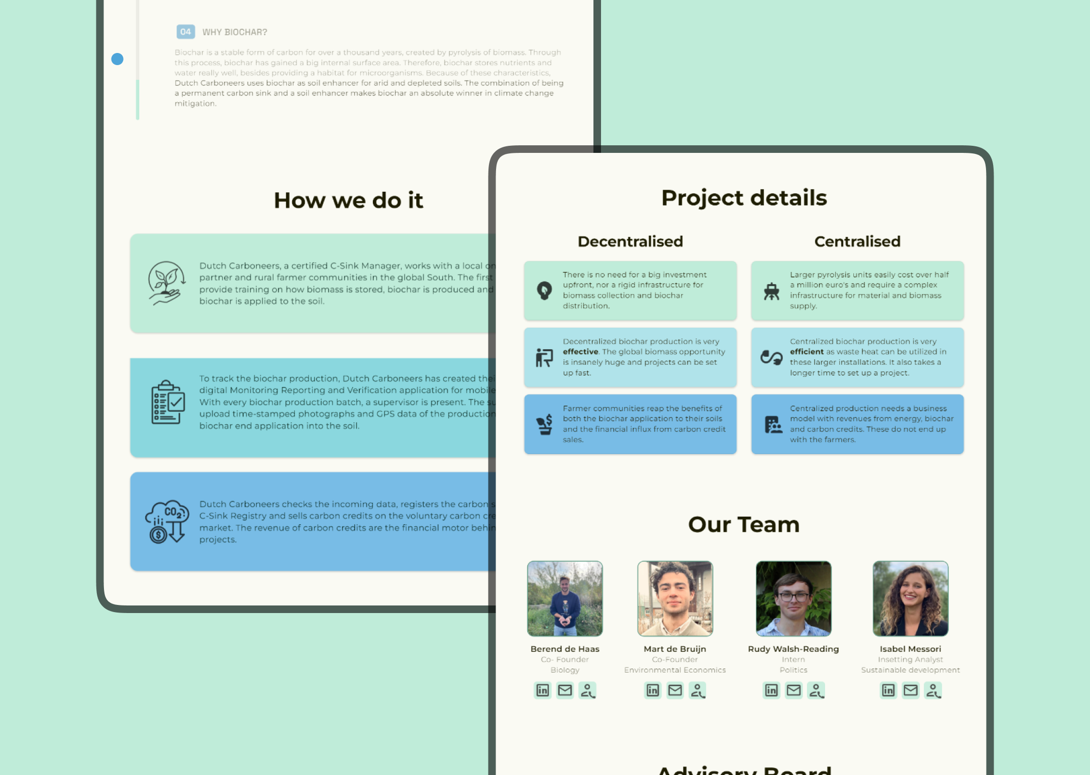 Dutch Carboneers - About the company sections