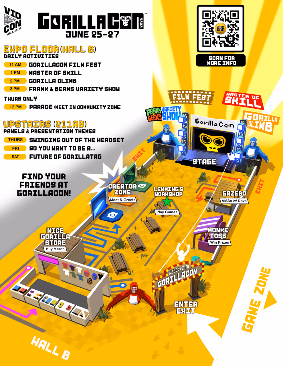 A map of GorillaCon 2026 with a lot of information.