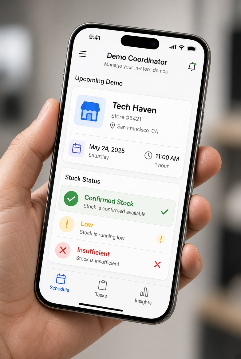 Retail software to alert buyers of low inventory before in-store demos summary