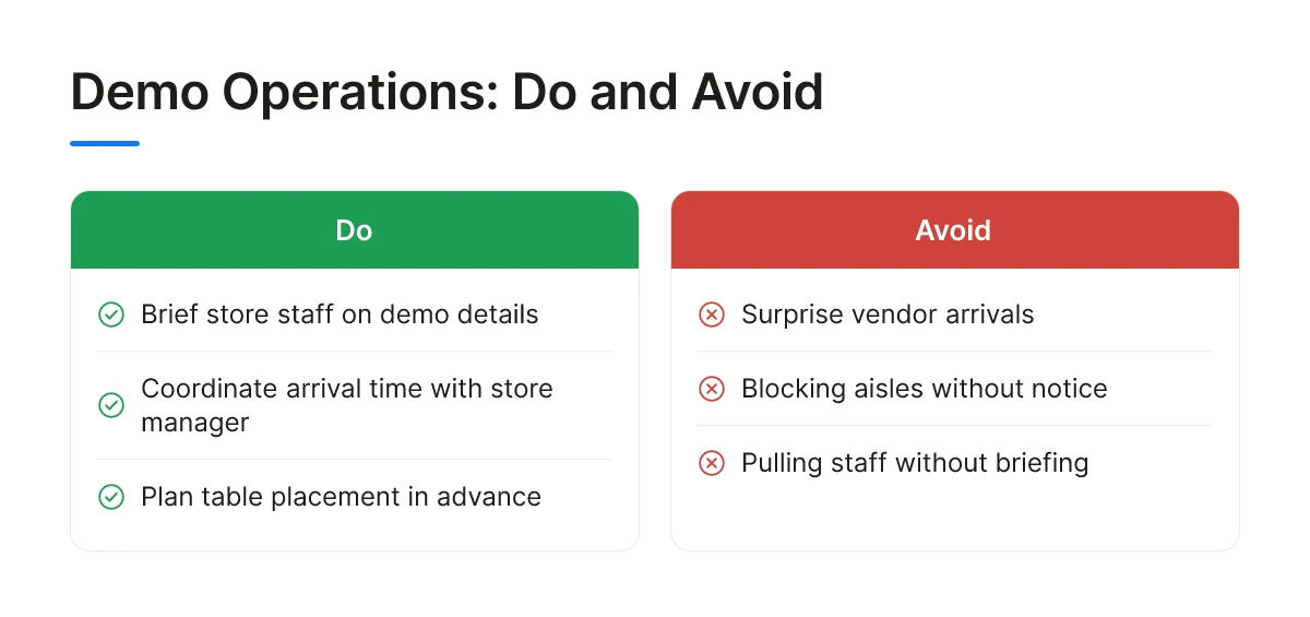 Demo Operations: Do and Avoid