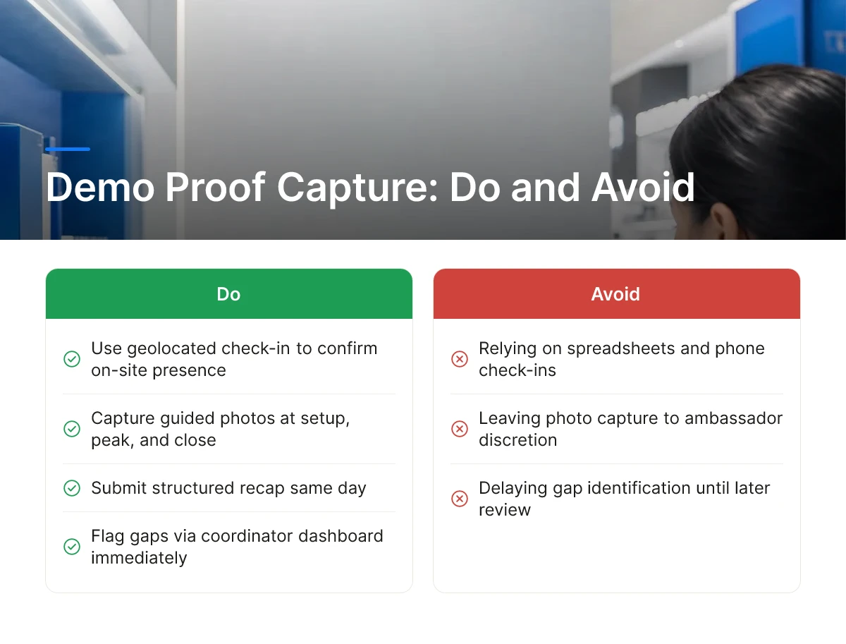 Demo Proof Capture: Do and Avoid