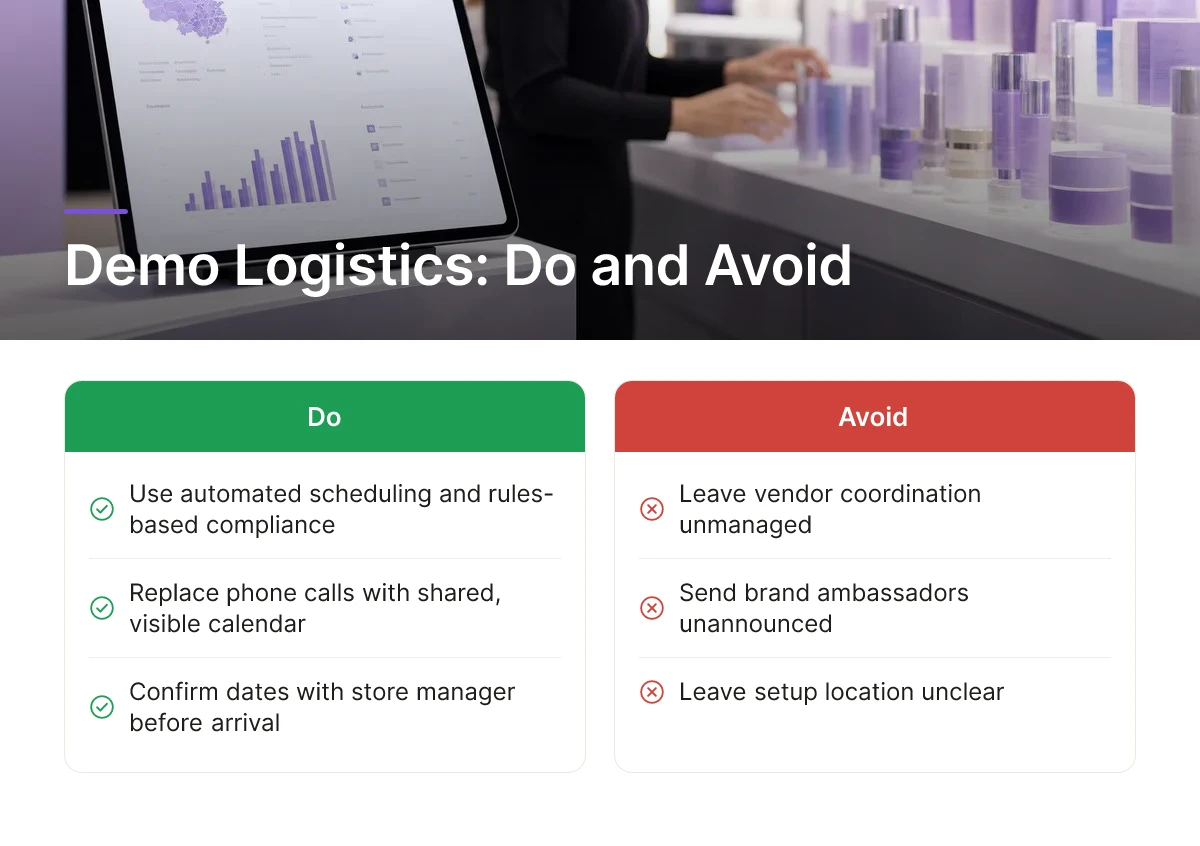 Demo Logistics: Do and Avoid