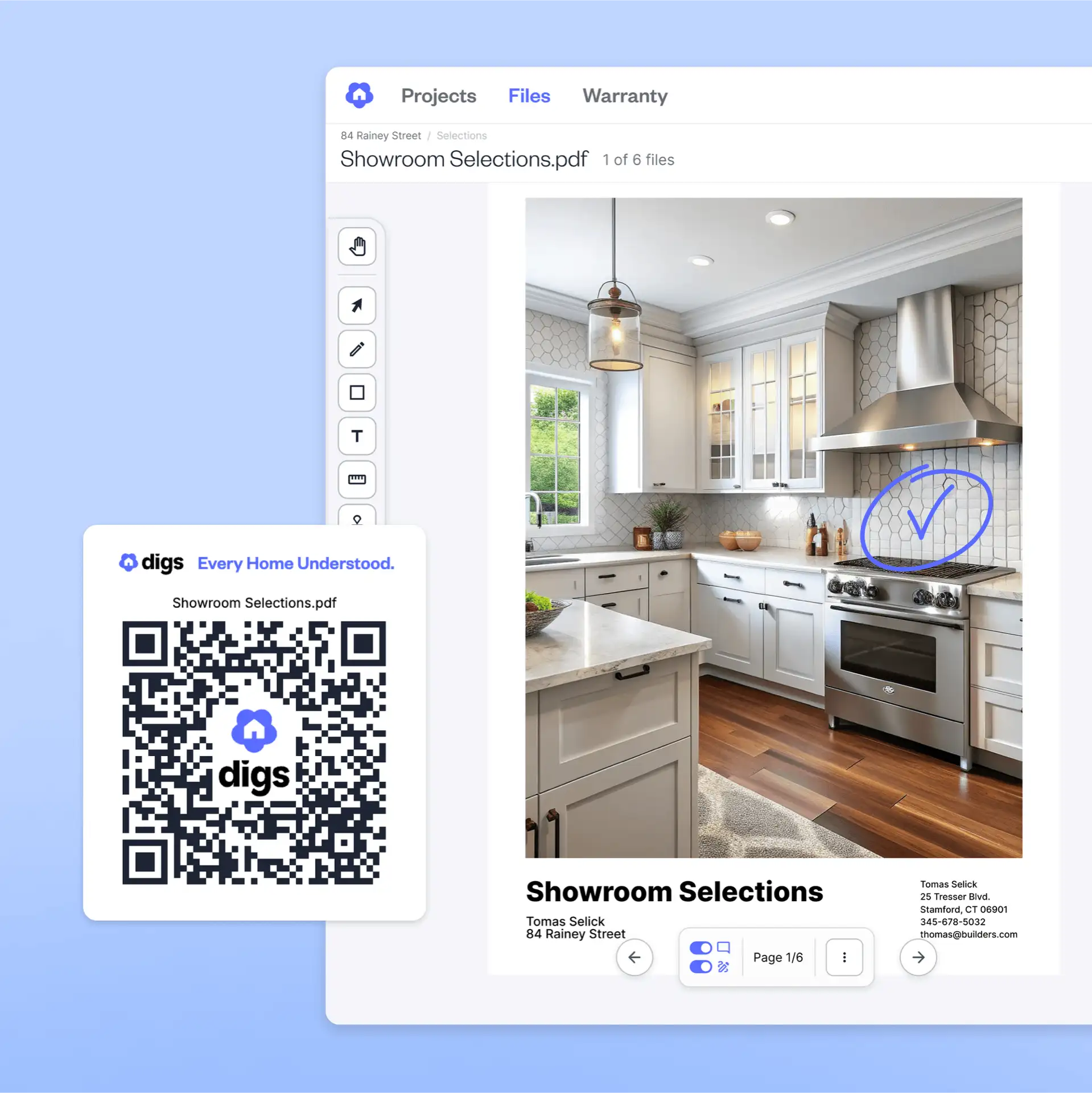 Digs AI Homebuilding Softare QR code and DigsCanvas