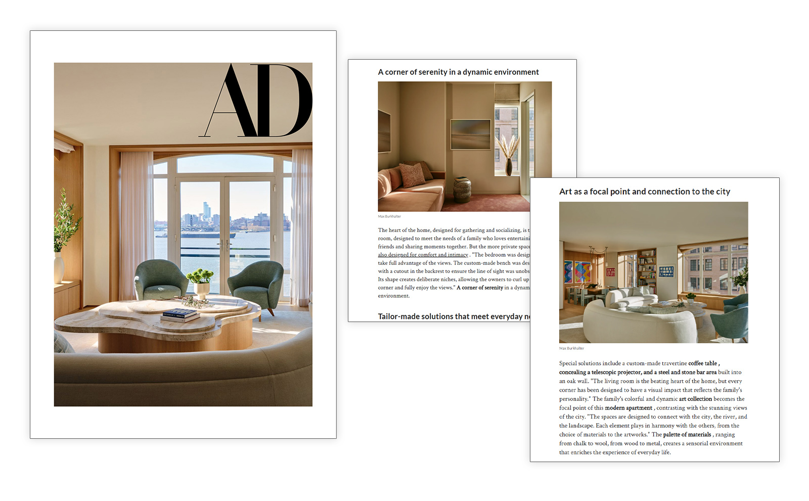 An apartment in New York where the skyline is part of the decor and the interiors enhance the view