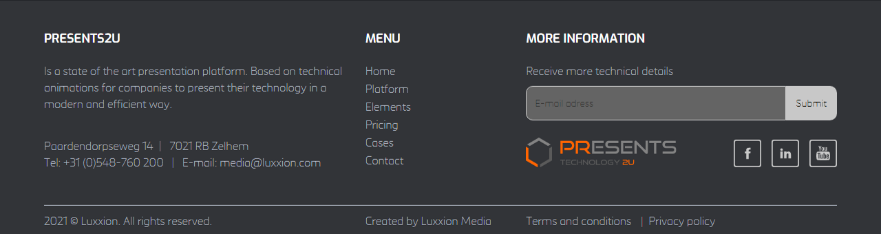 Technical Animation case | Footer element