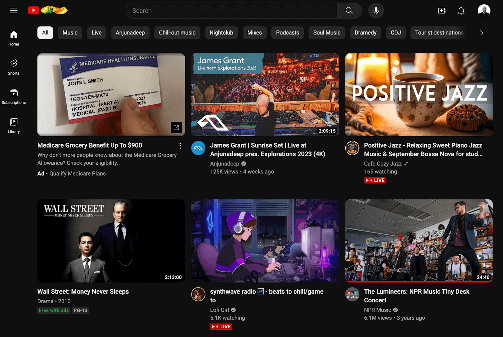 Image of YouTube homepage