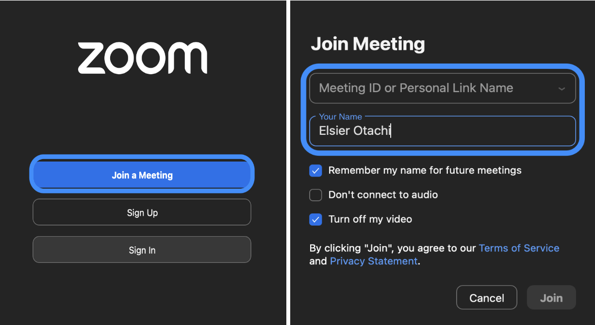 Adding name to Zoom Meeting