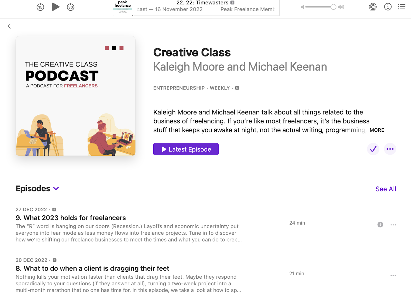 Image of Creative Class podcast profile on Apple Podcast