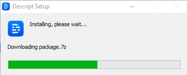 Descript Windows installer status box