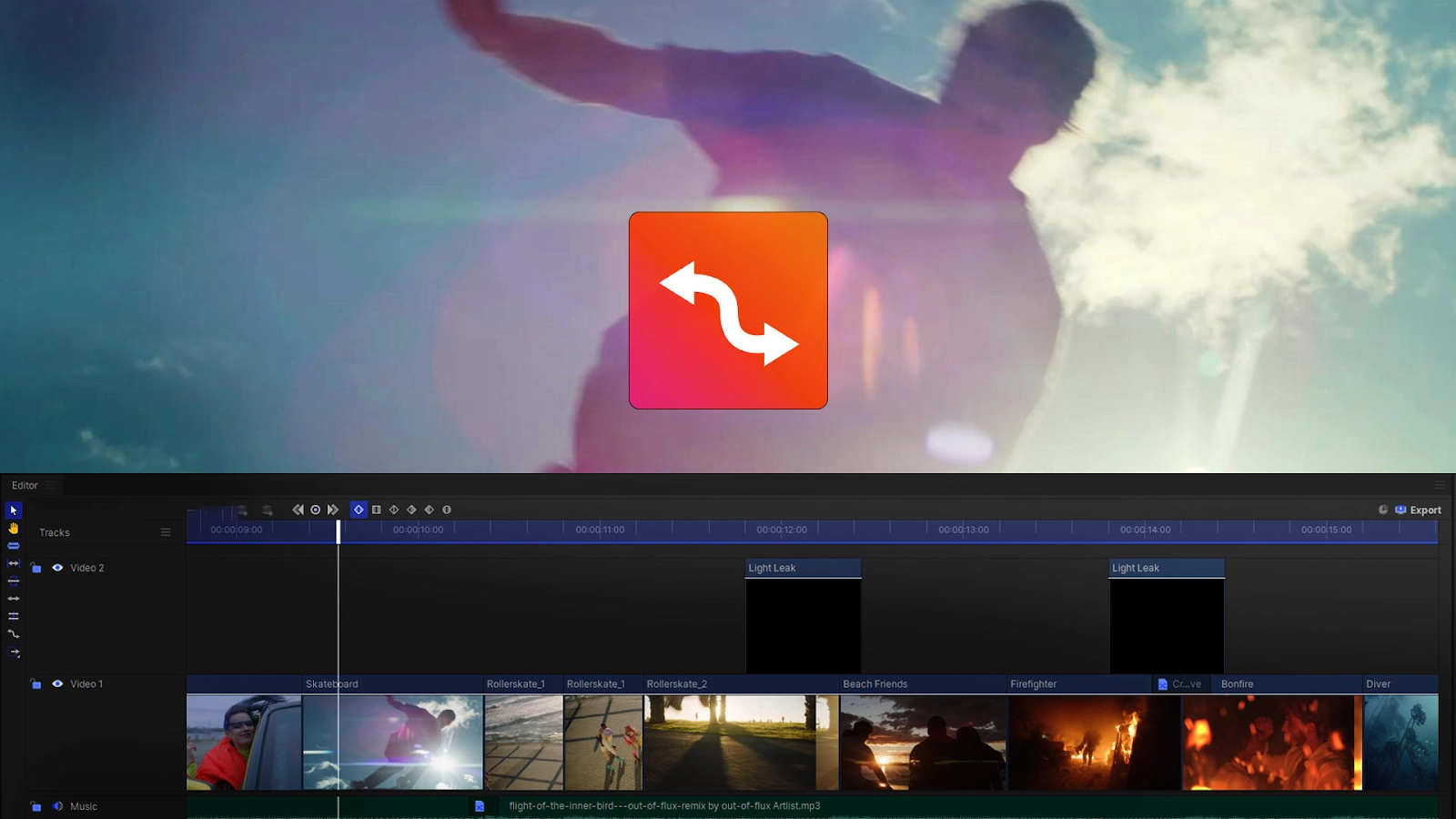 Screenshot HitFilms video editing dashboard