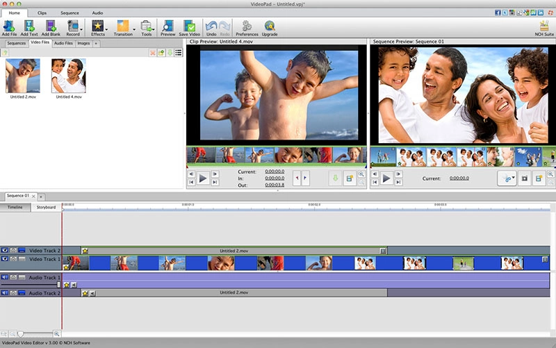 Screenshot of VideoPad video editing tool 