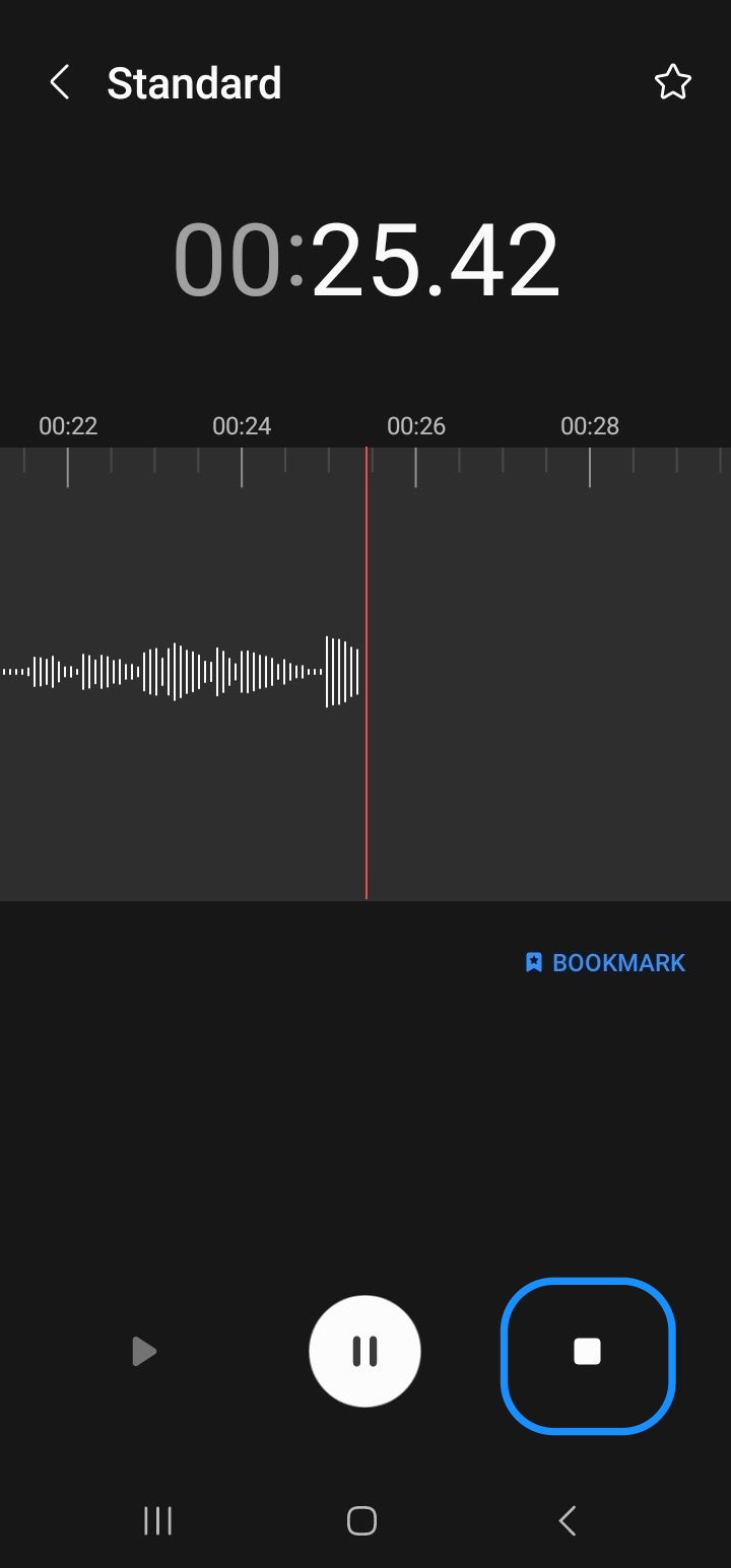 Pressing the Stop button during an audio recording