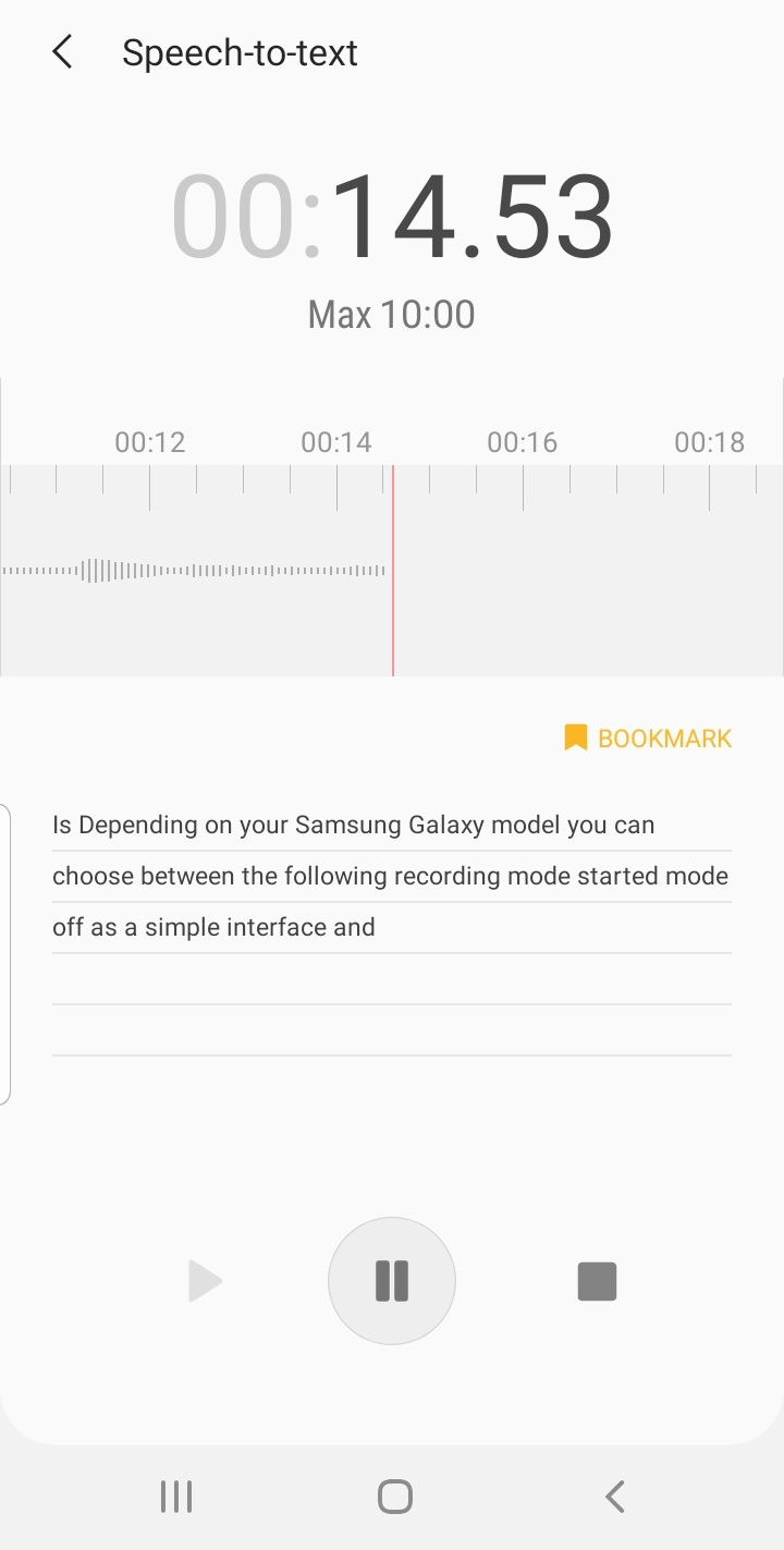 Example of Android recording with speech-to-text option.
