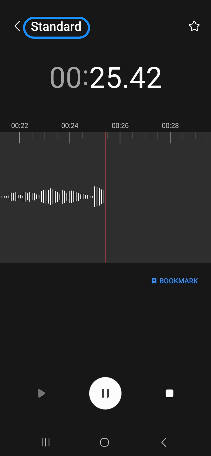 Recording a voice not in Standard mode on Android