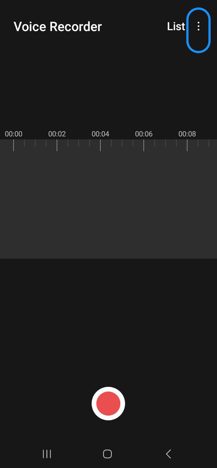 Choosing the More button on recording screen.
