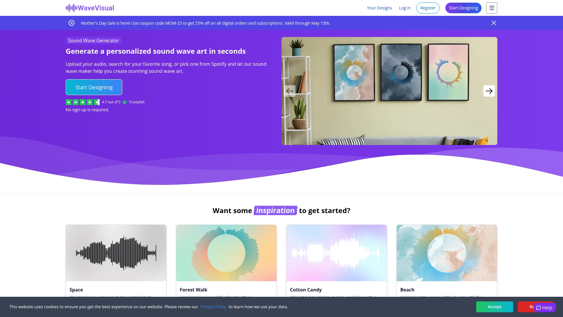 WaveVisual interface screenshot