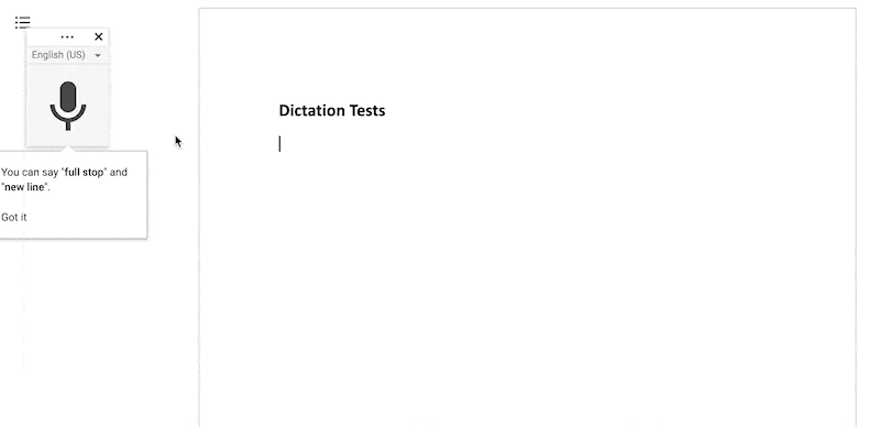 GIF of author of this article testing Google Docs Voice Typing tool
