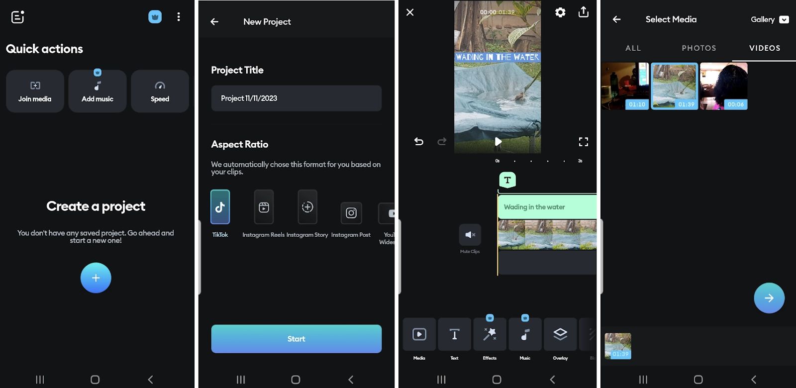 Four images showing how to make Reels with Splice