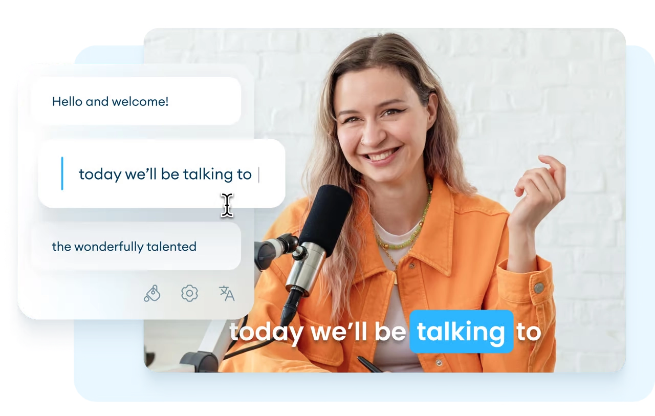Screenshot of VEED landing page with subtitles on video