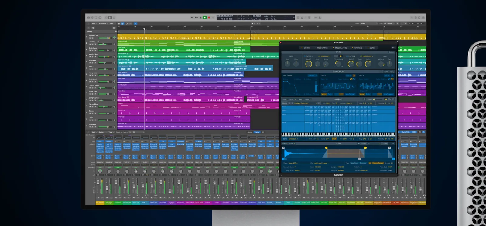 Screenshot of what Logic Pro recording software looks like on computer