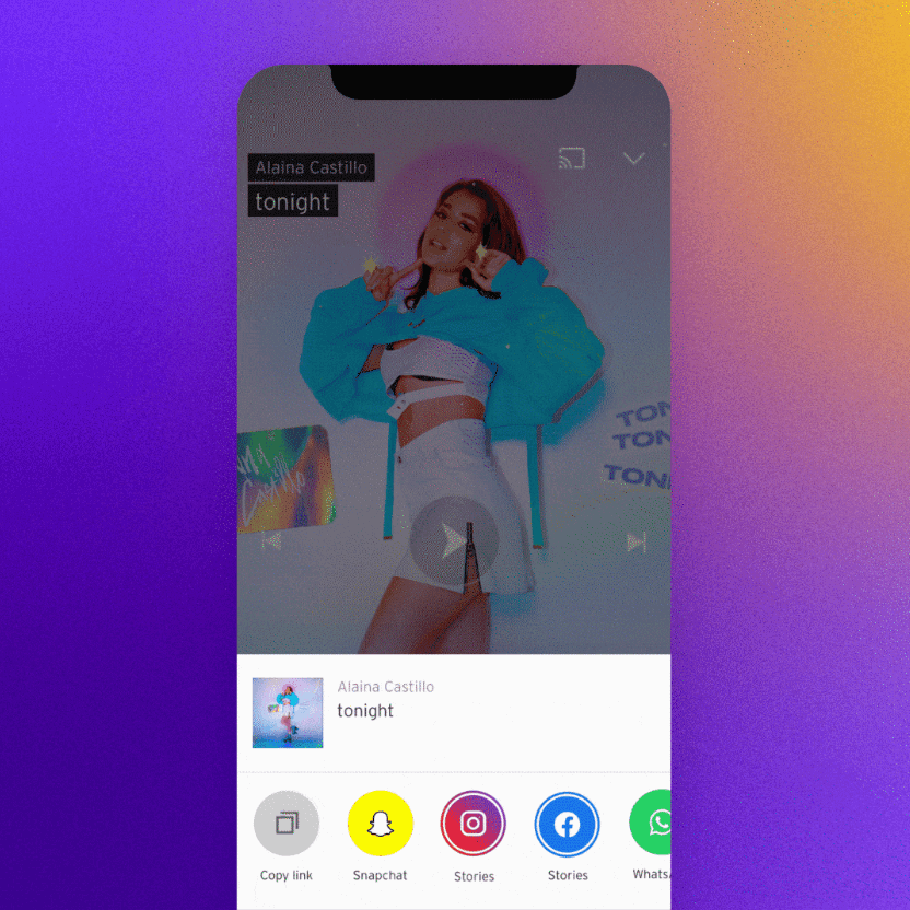 Sharing SoundCloud song on Stories