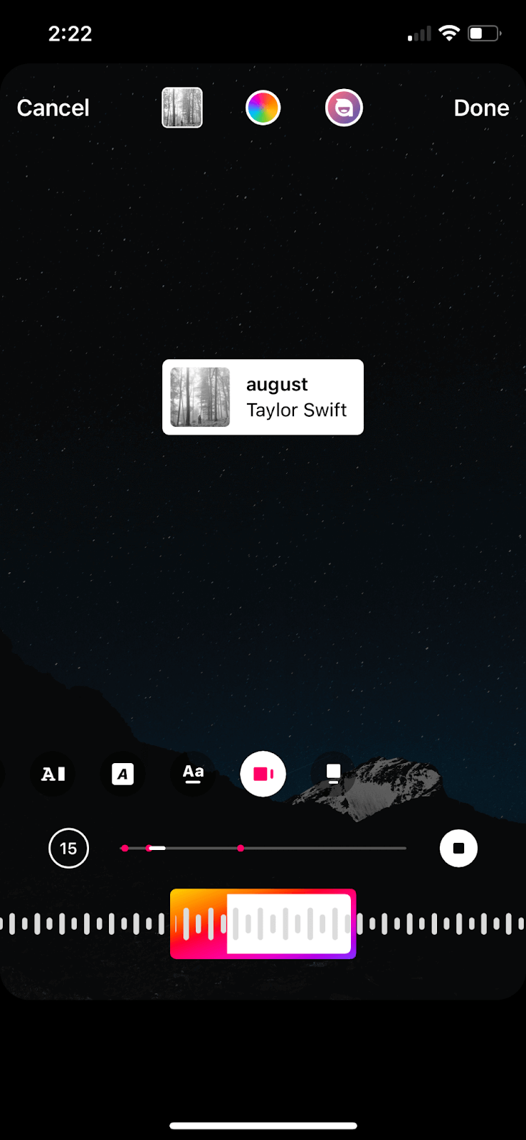 Instagram Music Sticker on iPhone