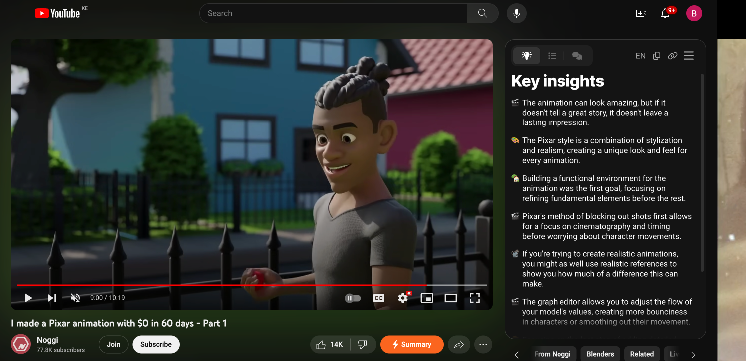  Eightify’s YouTube summarizer app in action. 
