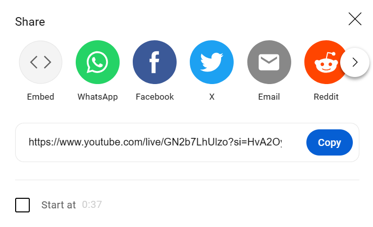 Image of a YouTube share link
