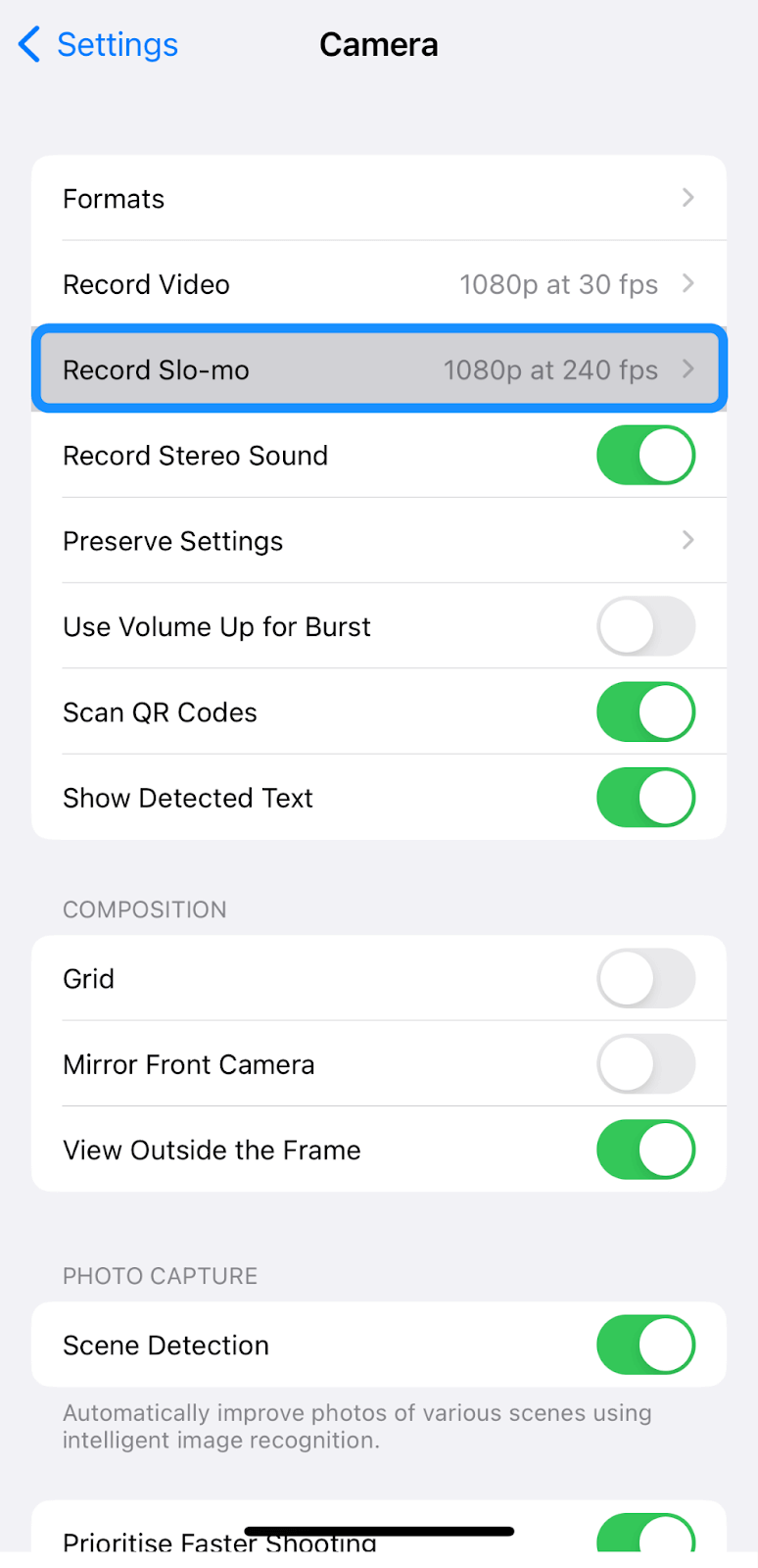 Choosing frame rate