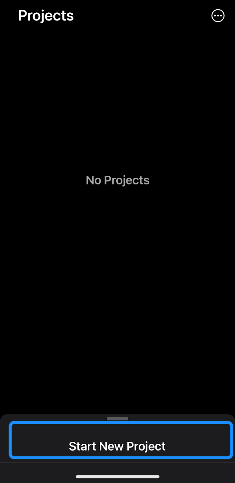 Starting a new project in iMovie