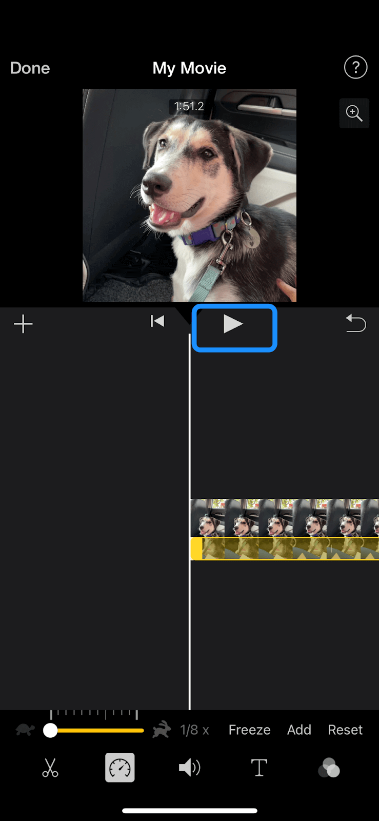Previewing slo mo video on iMovie