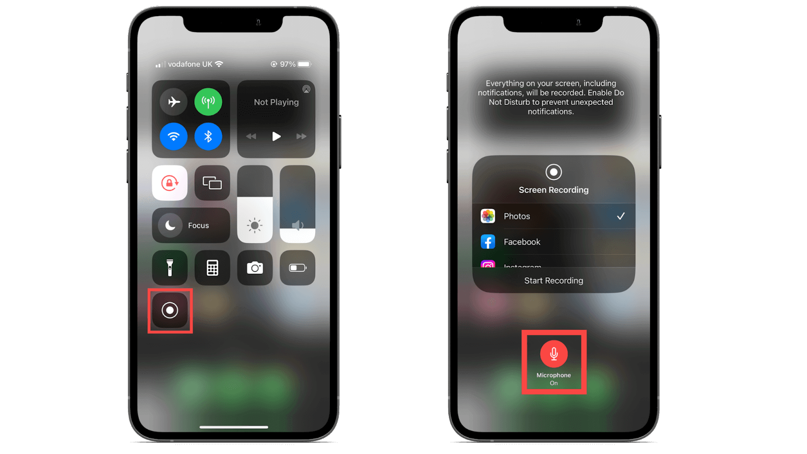 Long pressing the record button from iPhone