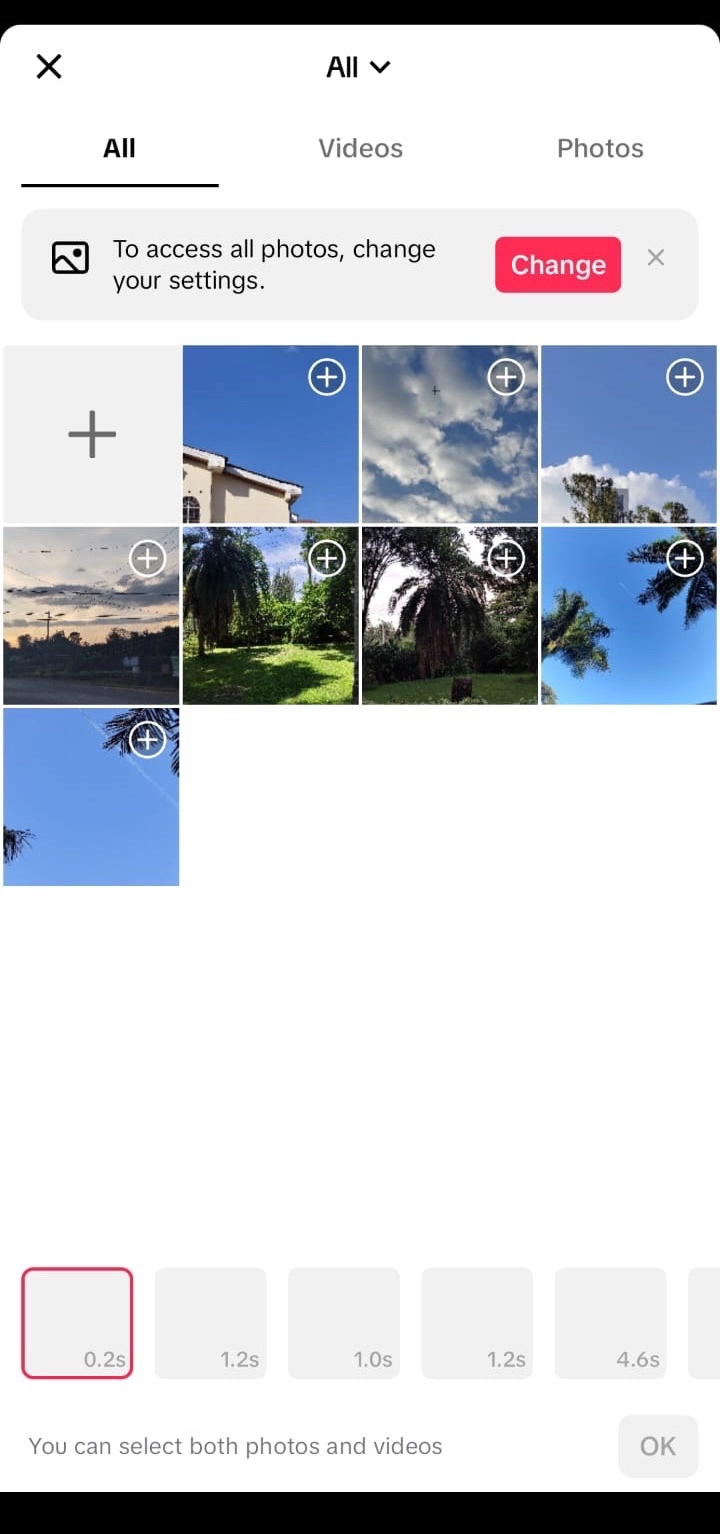 Placing photos into slideshow maker