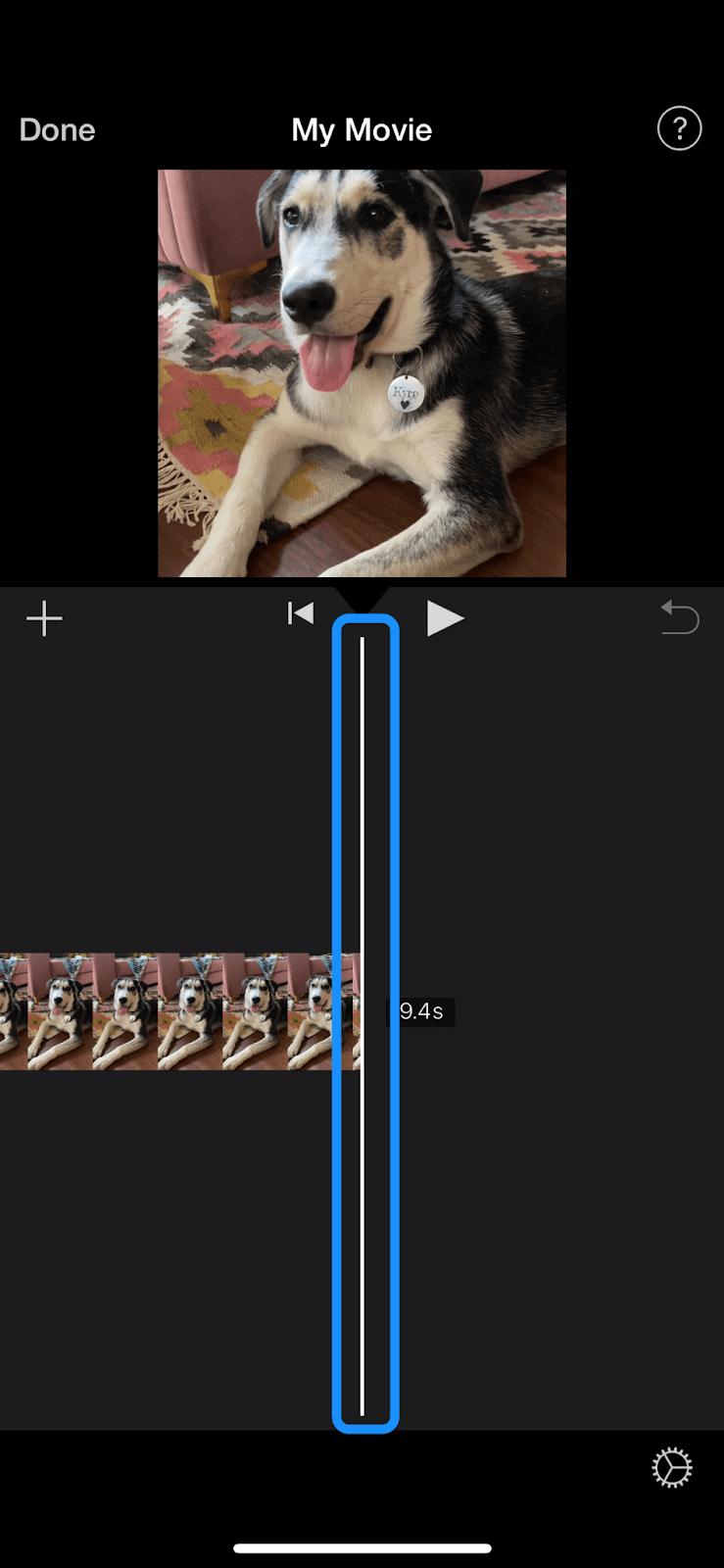 Image of the timeline bar in iMovie
