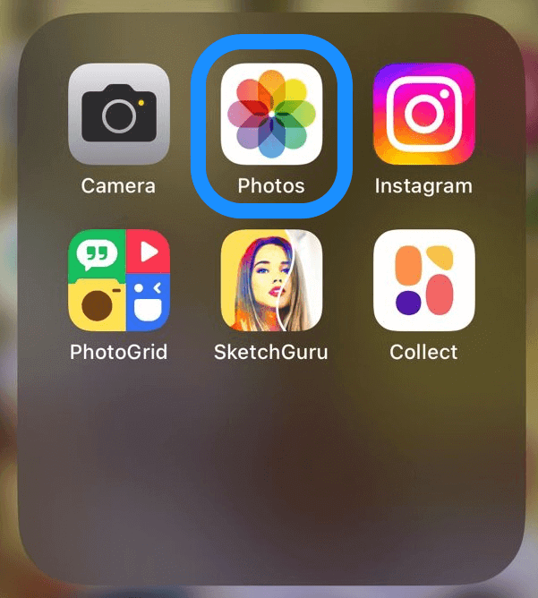 Opening Photos app on iPhone
