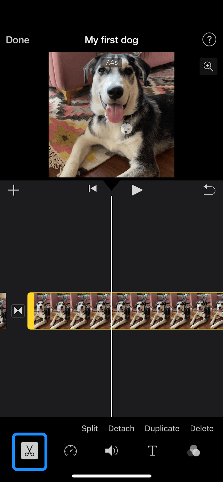 Using the Trim tool in iMovie mobile app